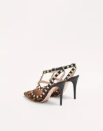 Valentino Rockstud Pumps With Straps In Pony-Effect Calfskin 100Mm - Image 4